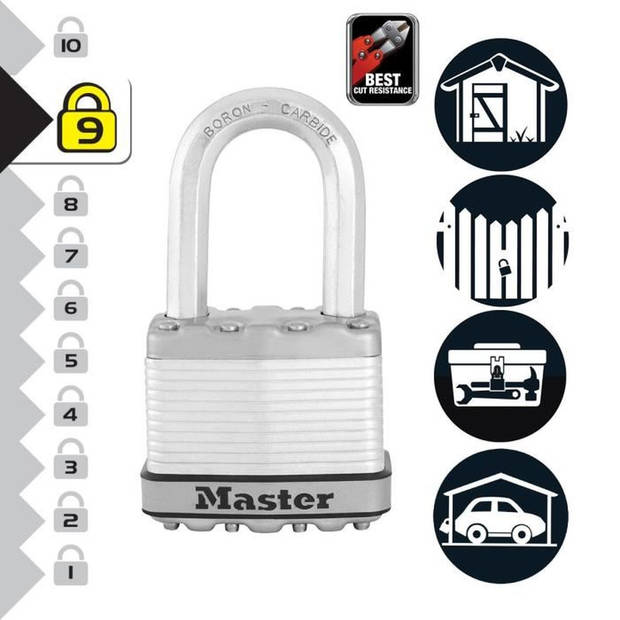 Set van 3 hangsloten Master Lock M5eurtrilf - Zeer hoge beveiliging - LADED STAAL - Outdoor Use - Anse M