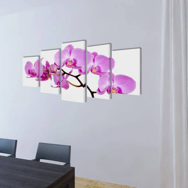 Canvas muurdruk set orchidee 200 x 100 cm