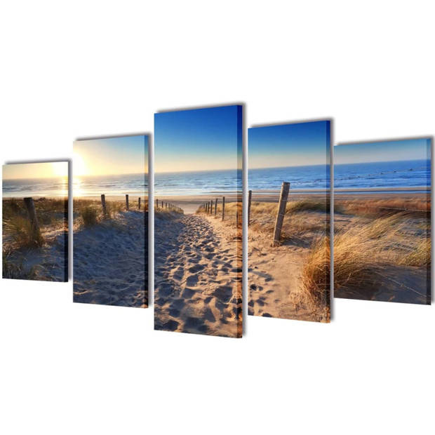 Canvas muurdruk set zandstrand 100 x 50 cm