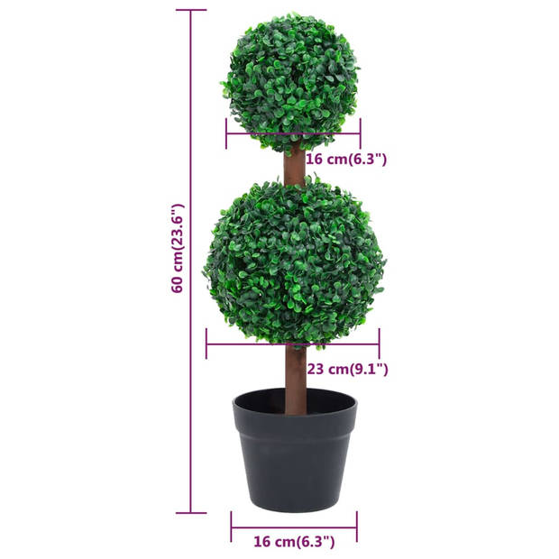 vidaXL Kunstplant met pot buxus bolvorming 60 cm groen