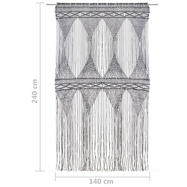 vidaXL Gordijn macramé 140x240 cm katoen antraciet