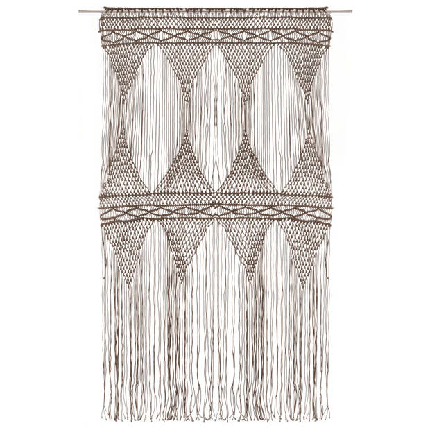 vidaXL Gordijn macramé 140x240 cm katoen taupe