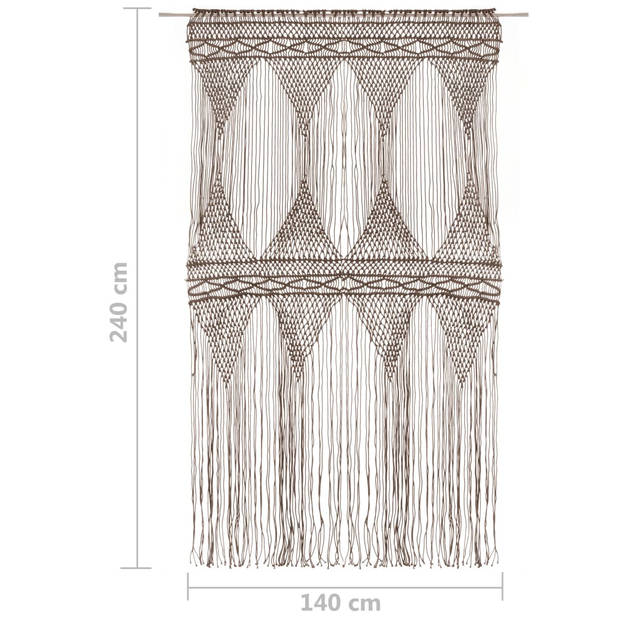 vidaXL Gordijn macramé 140x240 cm katoen taupe