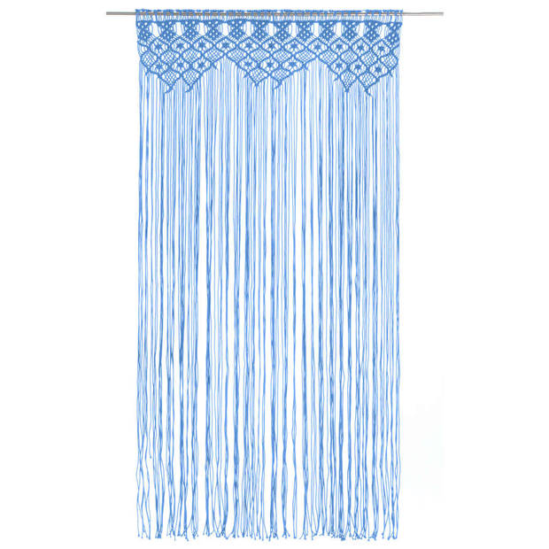 vidaXL Gordijn macramé 140x240 cm katoen blauw