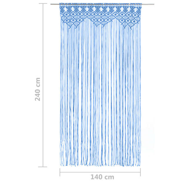 vidaXL Gordijn macramé 140x240 cm katoen blauw