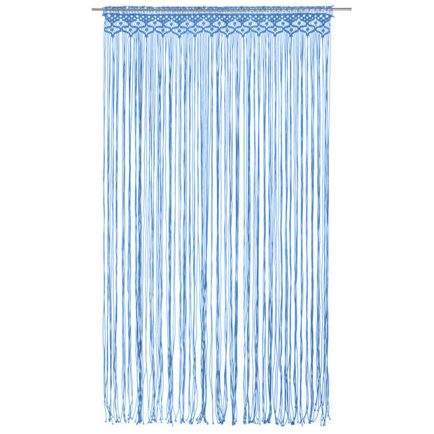 vidaXL Gordijn macramé 140x240 cm katoen blauw