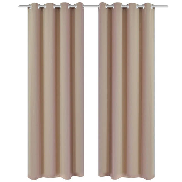 Gordijnen met metalen ringen 135 x 245 cm 2 stuks (creme)