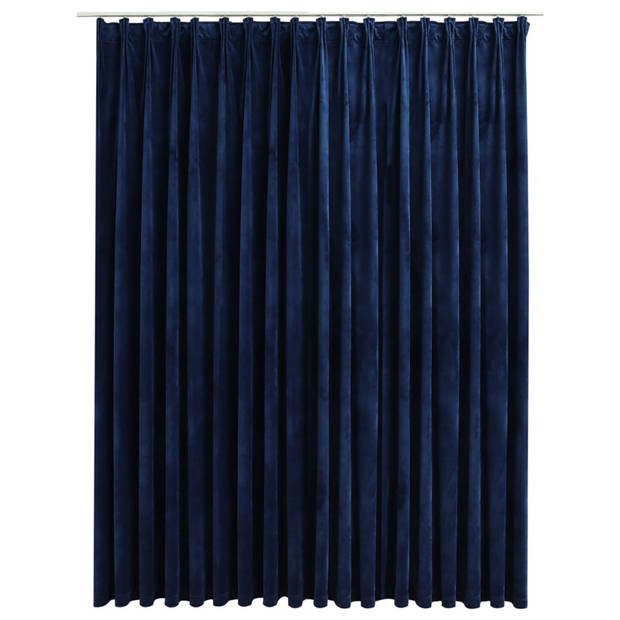 vidaXL Gordijn verduisterend met haken 290x245 cm fluweel blauw