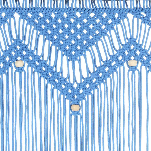 vidaXL Gordijn macramé 140x240 cm katoen blauw