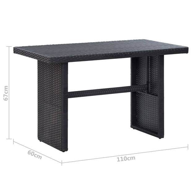 vidaXL 3-delige Loungeset met kussens poly rattan zwart