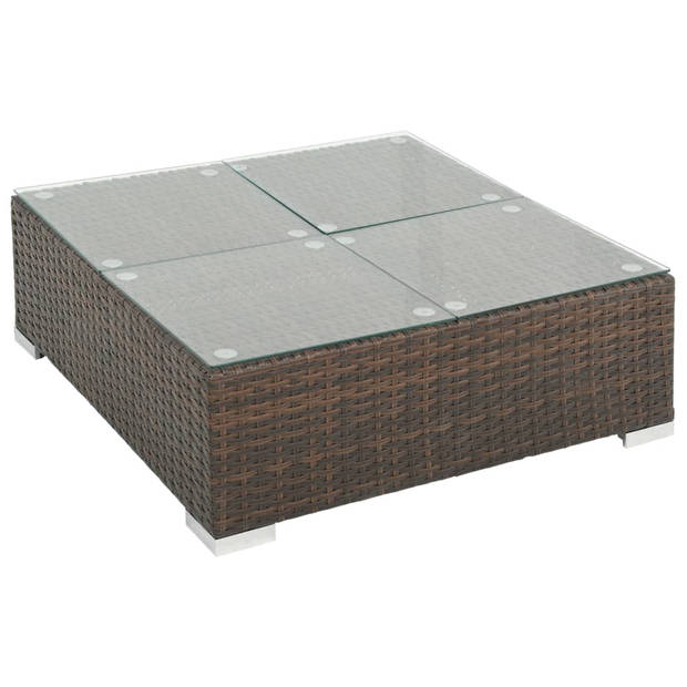 vidaXL 6-delige Loungeset met kussens poly rattan bruin