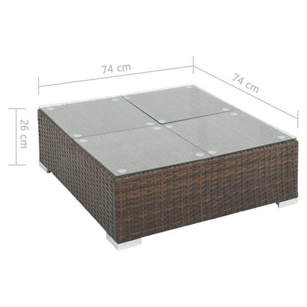 vidaXL 7-delige Loungeset met kussens poly rattan bruin