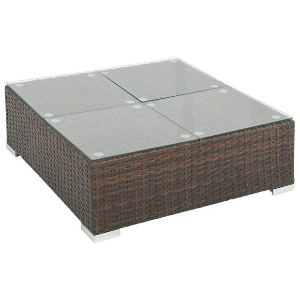 vidaXL 7-delige Loungeset met kussens poly rattan bruin