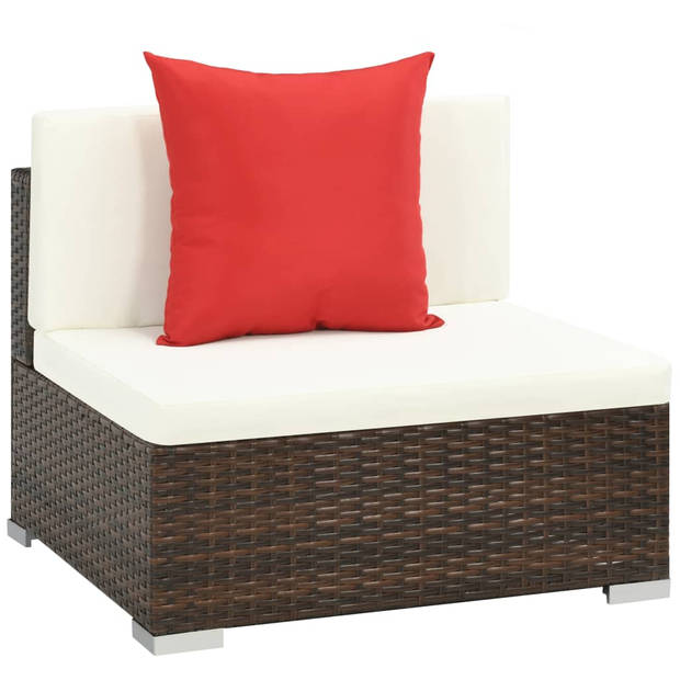 vidaXL 7-delige Loungeset met kussens poly rattan bruin