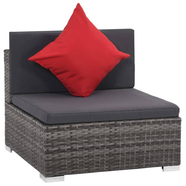 vidaXL 8-delige Loungeset met kussens poly rattan grijs