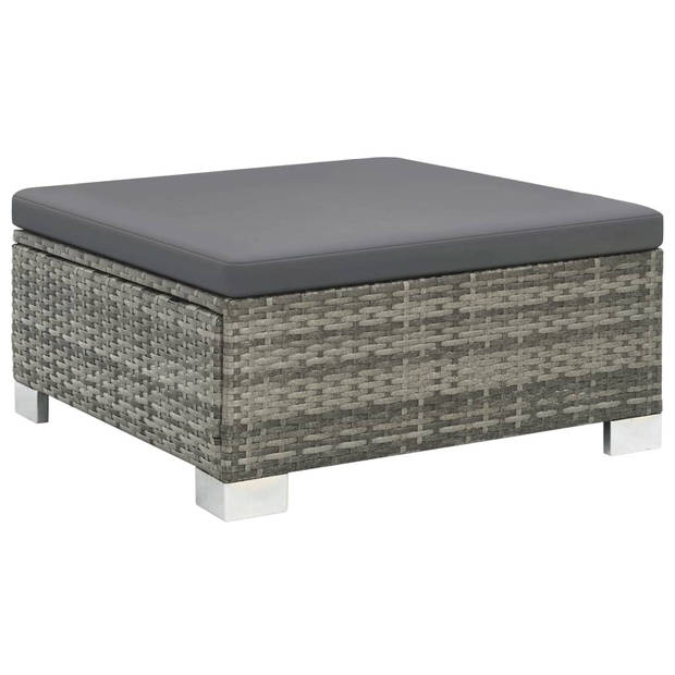 vidaXL 10-delige Loungeset met kussens poly rattan grijs