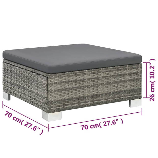 vidaXL 10-delige Loungeset met kussens poly rattan grijs