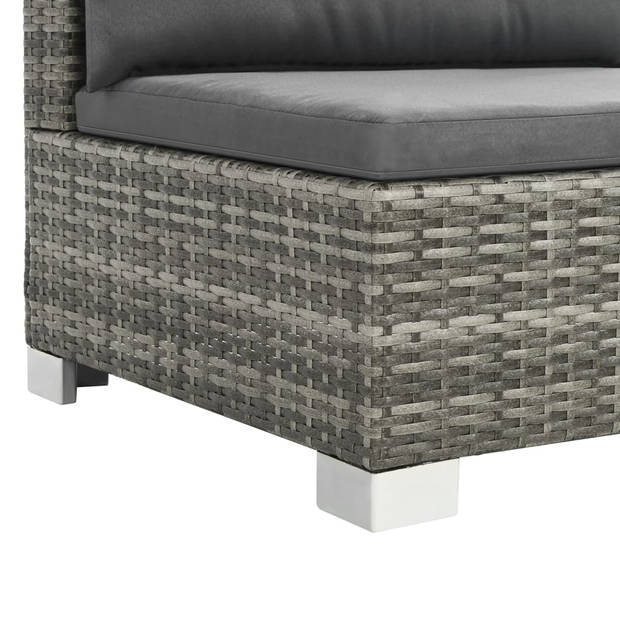 vidaXL 10-delige Loungeset met kussens poly rattan grijs