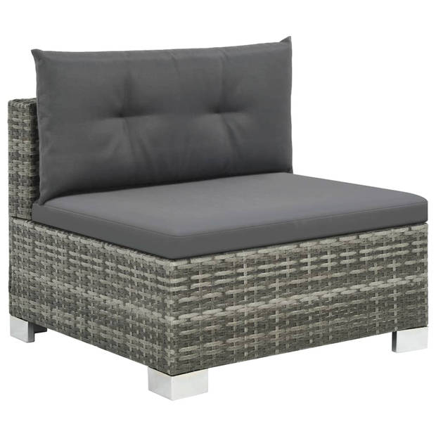 vidaXL 10-delige Loungeset met kussens poly rattan grijs