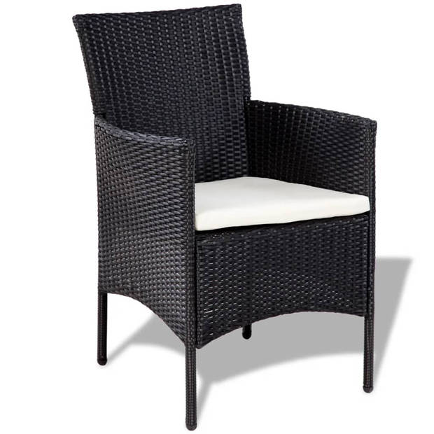 vidaXL 4-delige Loungeset met kussens poly rattan zwart