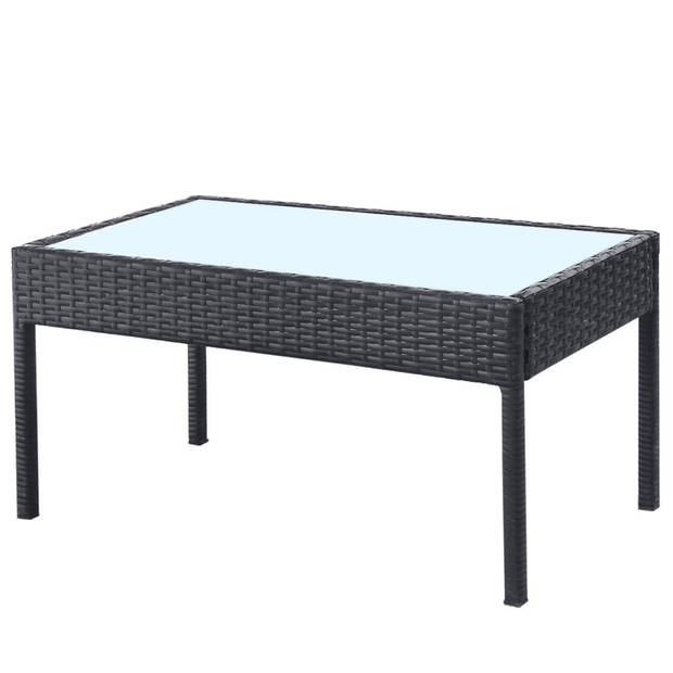 vidaXL 4-delige Loungeset met kussens poly rattan zwart