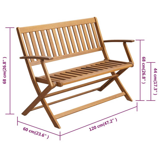 vidaXL Tuinbank met kussen 120 cm massief acaciahout