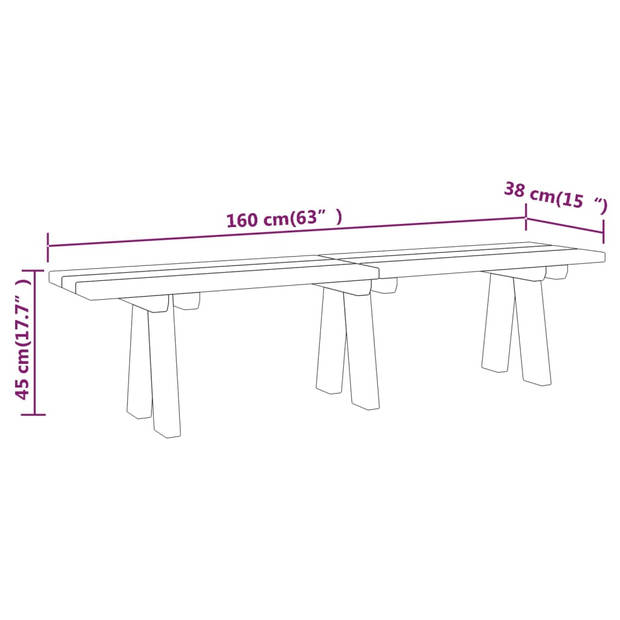 vidaXL Tuinbank 160 cm geïmpregneerd massief grenenhout