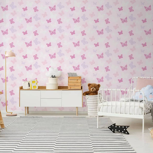 Noordwand Behang Kids @ Home Butterfly roze