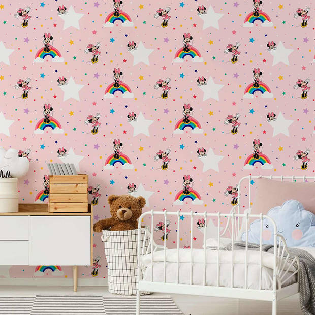 Kids at Home Behang Rainbow Minnie roze