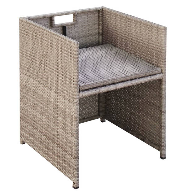 vidaXL 9-delige Tuinset met kussens poly rattan beige