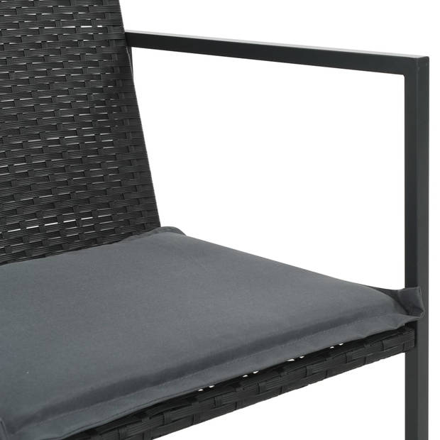 vidaXL 7-delige Tuinset met kussens poly rattan zwart