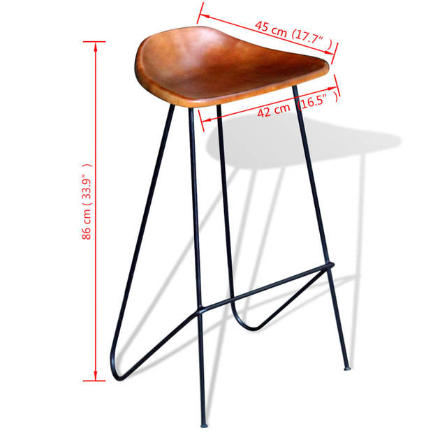 vidaXL Barstoelen 2 st echt leer zwart en bruin