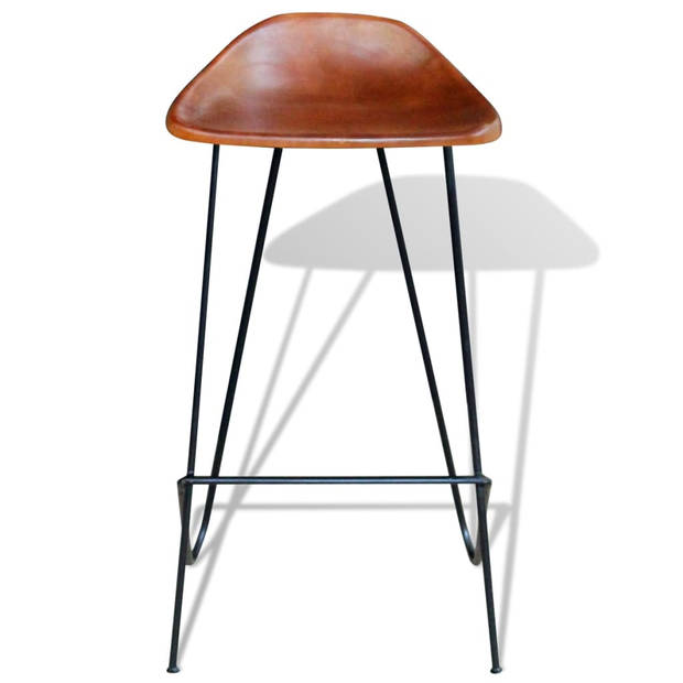 vidaXL Barstoelen 6 st echt leer bruin