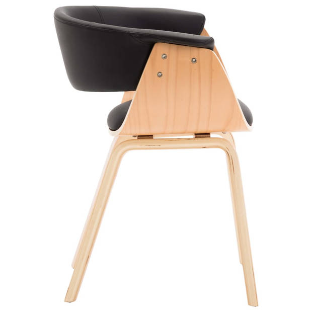 vidaXL Eetkamerstoelen 4 st gebogen hout en kunstleer zwart