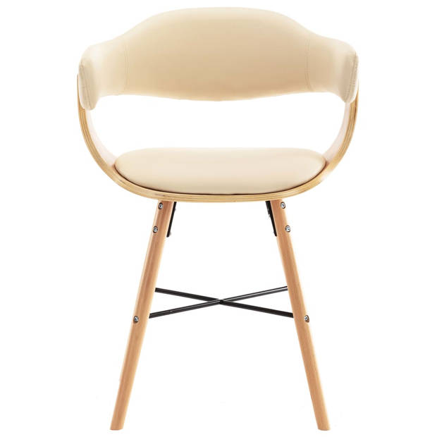 vidaXL Eetkamerstoelen 6 st kunstleer en gebogen hout crème