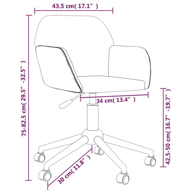 vidaXL Eetkamerstoelen 2 st draaibaar stof crèmekleurig