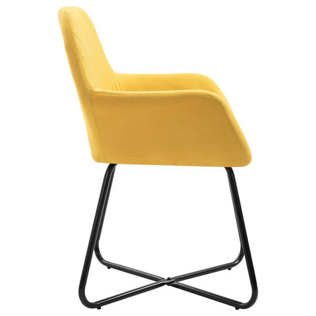 vidaXL Eetkamerstoelen 6 st stof geel