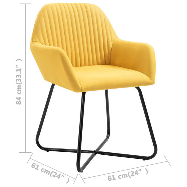 vidaXL Eetkamerstoelen 6 st stof geel