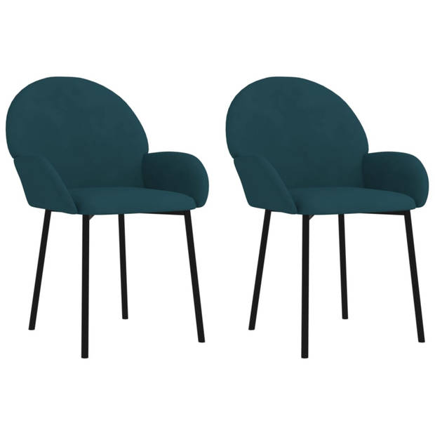 vidaXL Eetkamerstoelen 2 st fluweel blauw