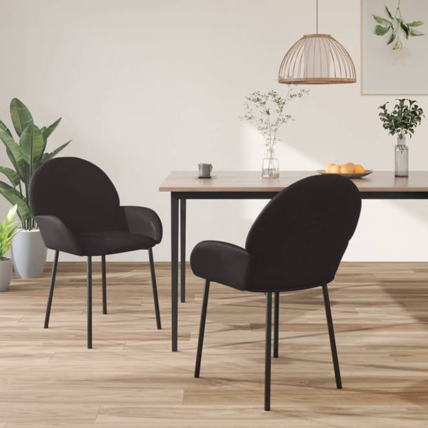 vidaXL Eetkamerstoelen 2 st kunstleer zwart