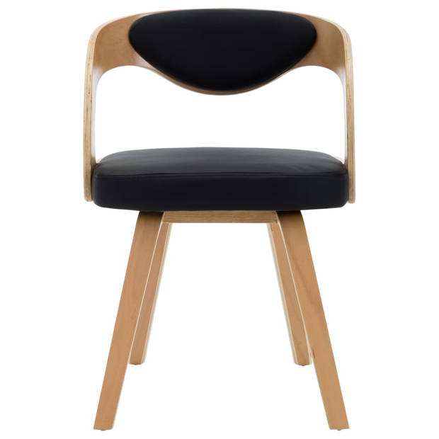 vidaXL Eetkamerstoelen 6 st gebogen hout en kunstleer zwart