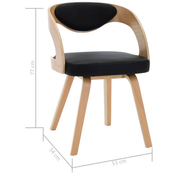 vidaXL Eetkamerstoelen 4 st gebogen hout en kunstleer zwart