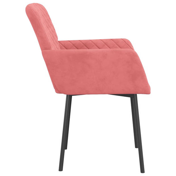 vidaXL Eetkamerstoelen 2 st fluweel roze