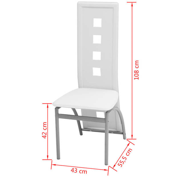 vidaXL Eetkamerstoelen 2 st kunstleer wit