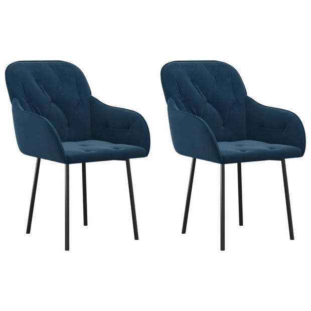 vidaXL Eetkamerstoelen 2 st fluweel blauw