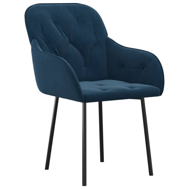 vidaXL Eetkamerstoelen 2 st fluweel blauw