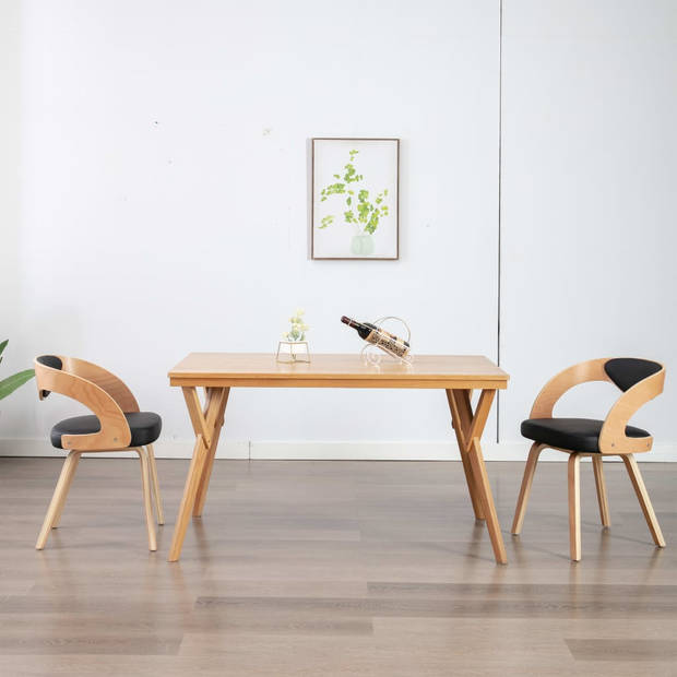 vidaXL Eetkamerstoelen 2 st gebogen hout en kunstleer