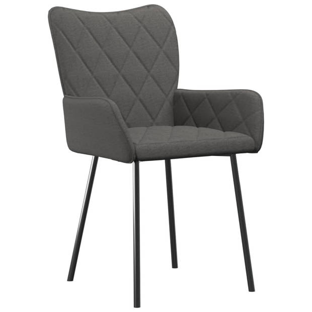 vidaXL Eetkamerstoelen 2 st stof donkergrijs