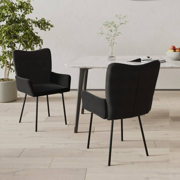 vidaXL Eetkamerstoelen 2 st fluweel zwart