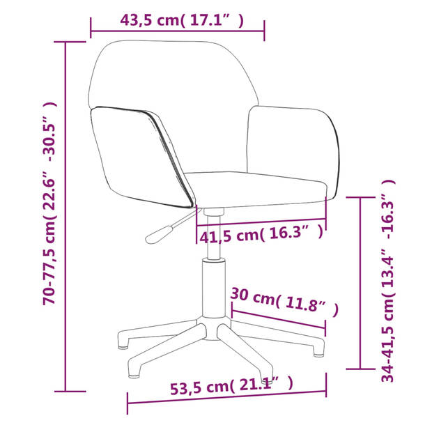 vidaXL Eetkamerstoelen 2 st draaibaar stof crèmekleurig